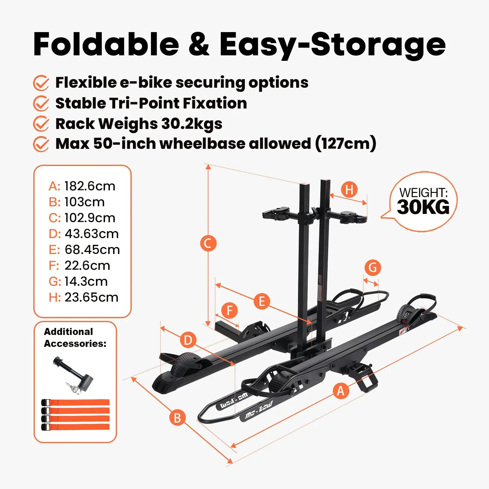 Motow 2 Bike/Double Heavy Duty eBike Rack/Carrier for Fatboy/DiroDi – Fits 5" Tyres, Secure & Travel-Ready MTBRV300