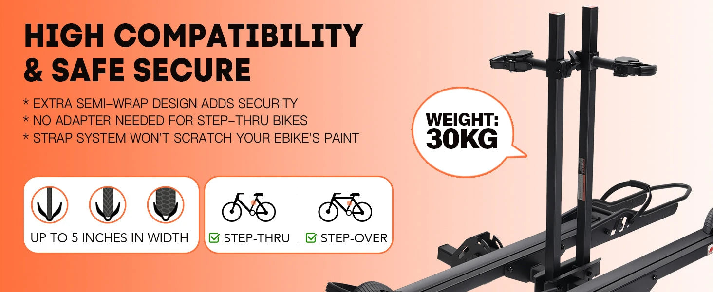 Motow 2 Bike/Double Heavy Duty eBike Rack/Carrier for Fatboy/DiroDi – Fits 5" Tyres, Secure & Travel-Ready MTBRV300